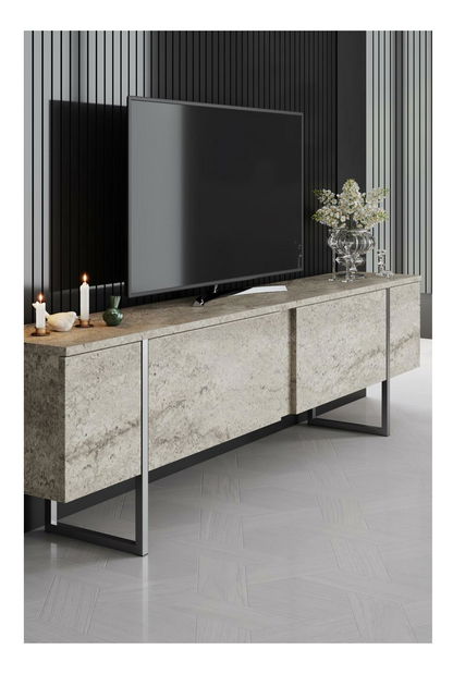 TV stolić/ormarić Luna (travertin + srebrna)