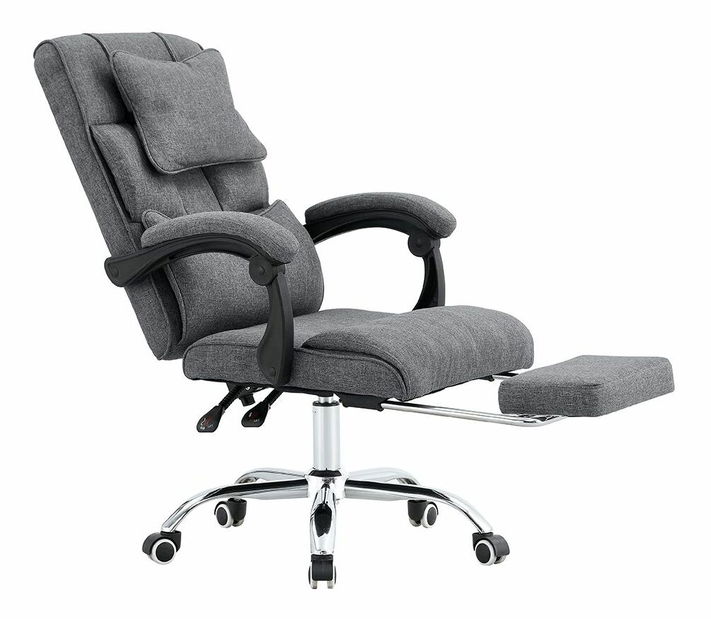 Kancelárske kreslo s výsuvnou podnožou WALDON (sivá + chróm)