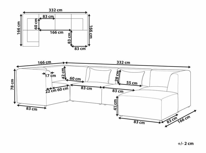 Kutna garnitura s tabureom Lemia (pijesak) (D)