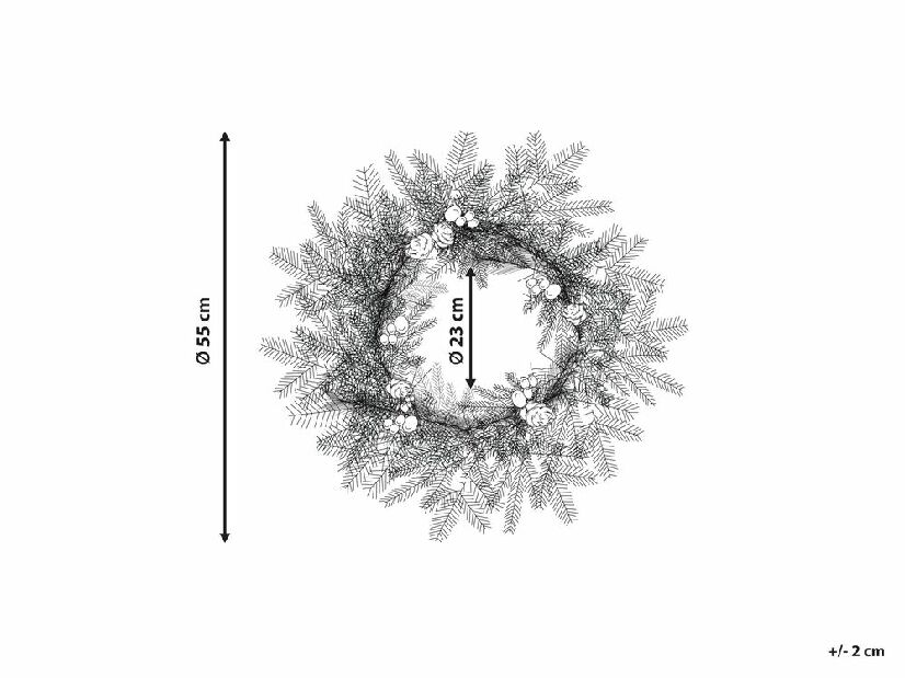 Ajtó koszorú ø 55 cm Whitney (zöld) (világítással)