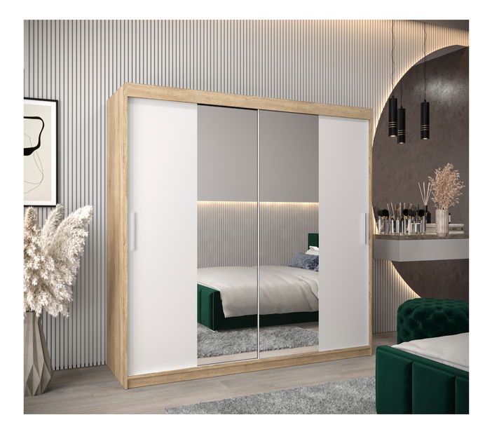 Šatníková skriňa 200 cm Toki 1 (Dub sonoma + Biela matná)