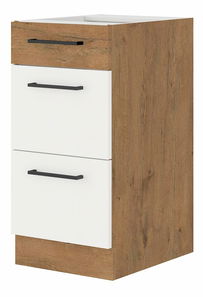 Dulap inferior de bucătărie Virion 40 D 3S BB QUADRO (Stejar lancelot + Alb)