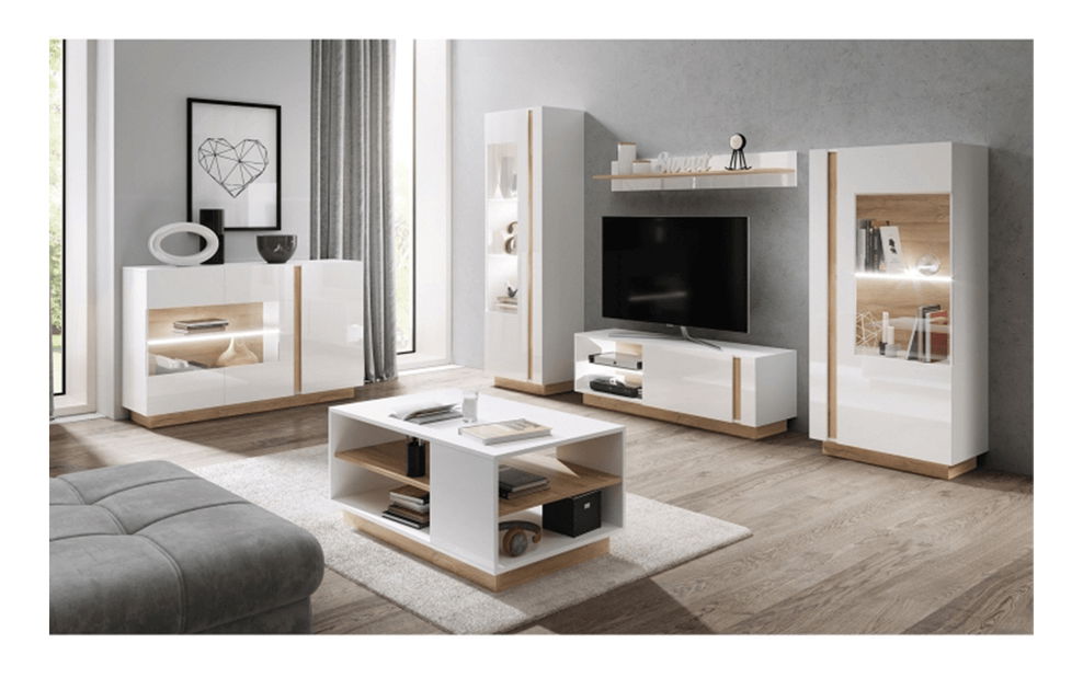 Polica Cethos (bijela + hrast grandson + bijeli sjaj)