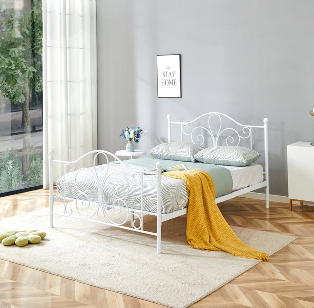 Manželská posteľ 140 cm Patience 140 (s úložným priestorom) (bez matraca) (biela)