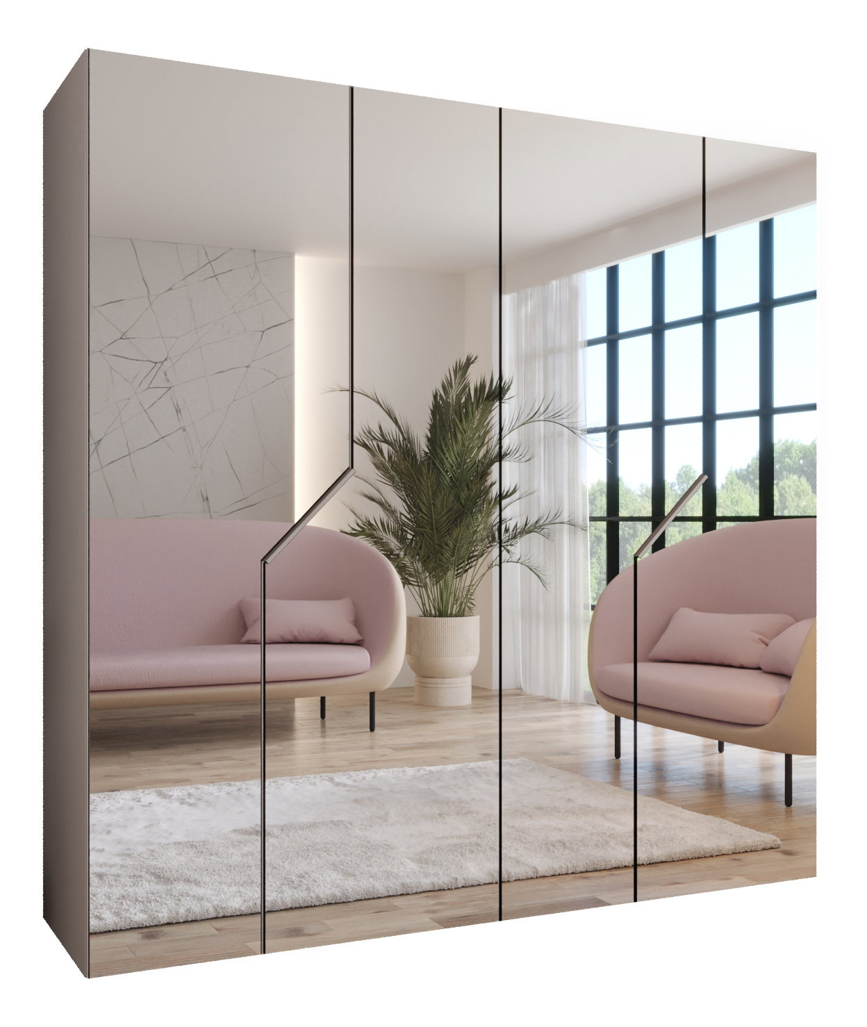 Ormar za garderobu Alaris 3 200 (kašmir) (s ogledalom)