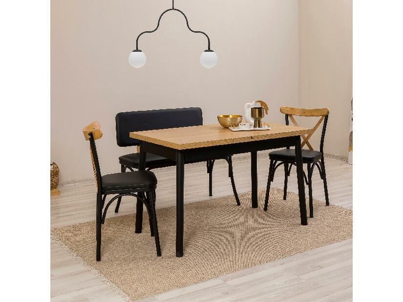 Set mobilier sufragerie Duvasa 24 (negru) (pentru 4 persoane)