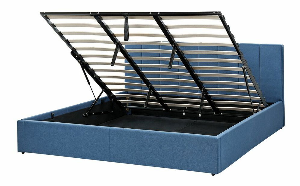 Pat matrimonial 180 cm Dabria (albastru) (cu somieră) (cu sp. depozitare)