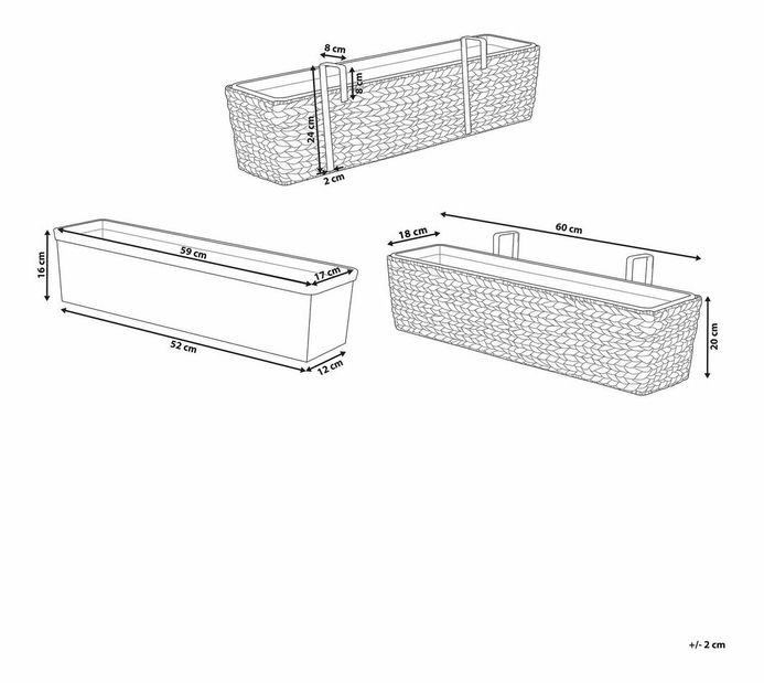 Kvetináč KAWAS 20x60x18 cm (béžová)