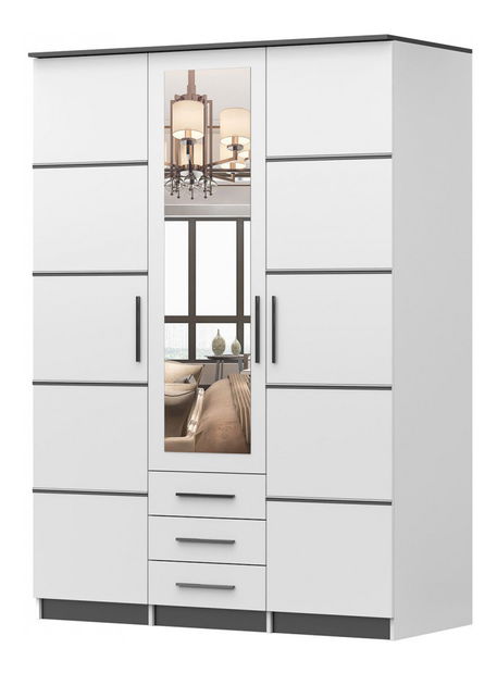 Dulap de haine Sabine 3DI (alb + negru)