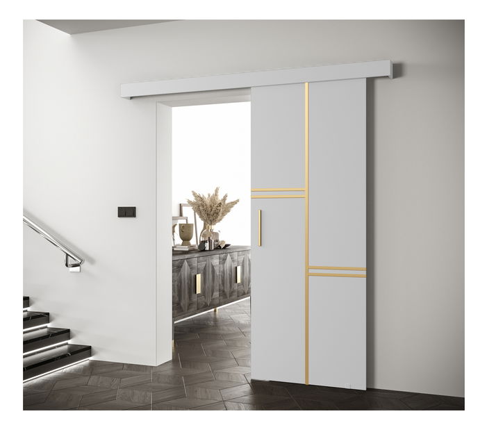 Posuvné dvere 90 cm Sharlene VIII (biela matná + biela matná + zlatá)
