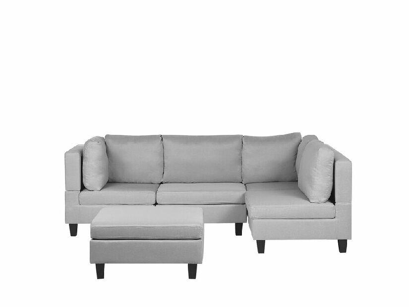 Modulárna sedačka v tvare U FELLE (polyester) (svetlosivá) (pre 4 ľudí) (s taburetkou)