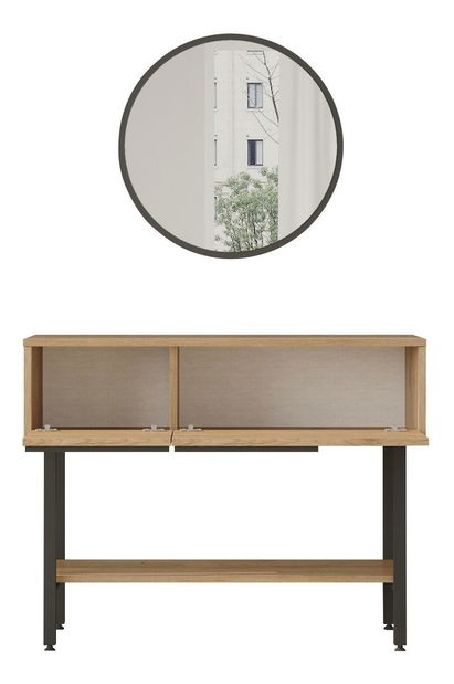 Konzolový stolík Otto 12 (so zrkadlom) (orech + dub + čierna)