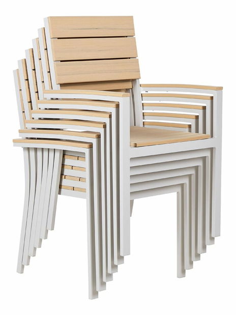 Set 6 buc scaune de grădină Combo (lemn deschis)