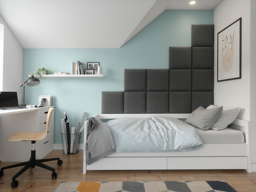 Set 12 panouri tapițate Quadra 200x160 cm (gri închis)