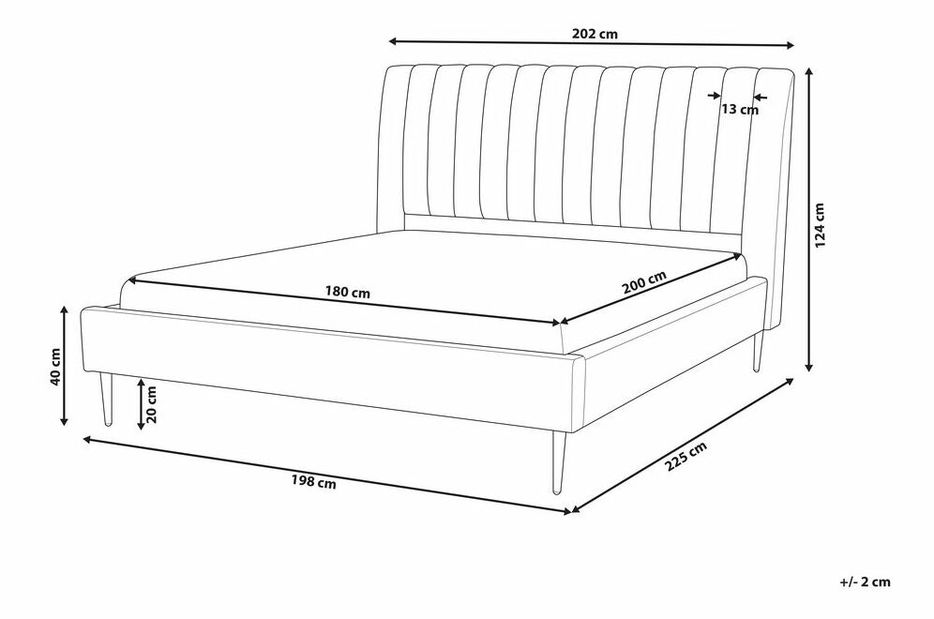 Bračni krevet 180 cm MASALA (tekstil) (siva) (s podnicom)