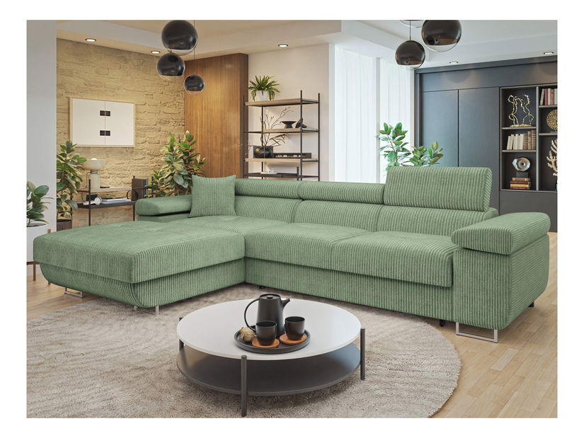 Kutna garnitura Terazuro Mini S (zelena) (s prostorom za odlaganje) (L)