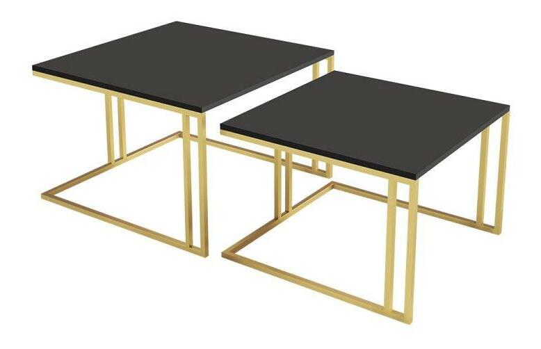 Set 2 măsuțe cafea Froyd Gold (auriu + Negru molet) 