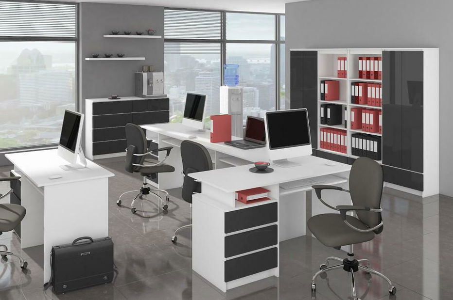 PC stol Bronte (bijela + grafit sjajni)