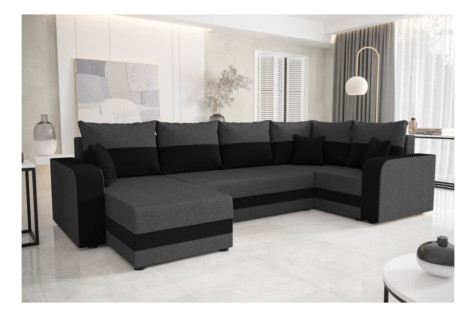 Colțar în formă de U Harmony Long (Gri + Negru) (D)