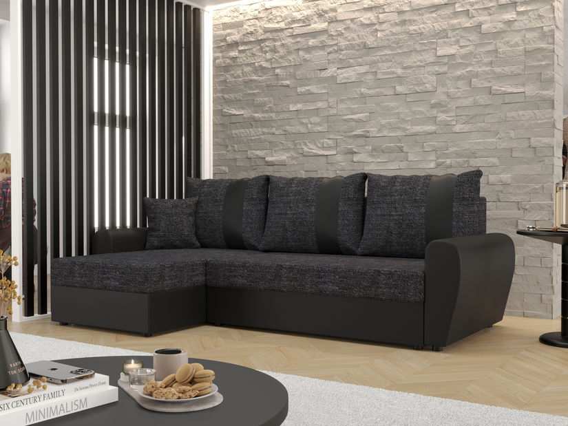 Sarok ülőgarnitúra Daven L (sötétszürke + fekete) (B)