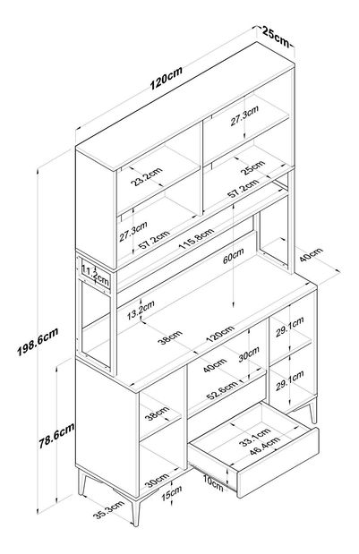 Policová skriňa Jenaretta 169 (biela + orech)