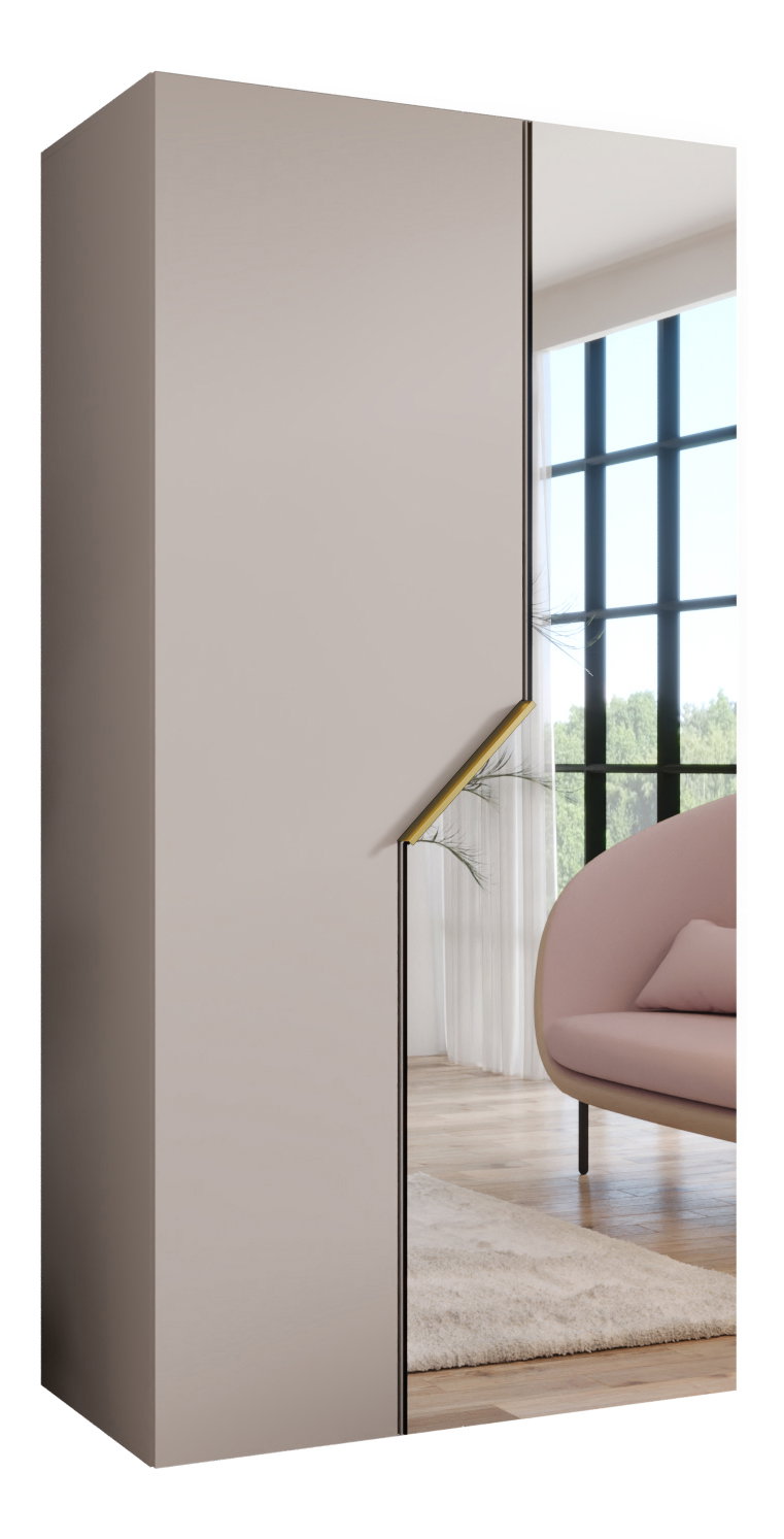 Dulap de haine Alaris 2 100 (cașmir + auriu) (cu oglindă)