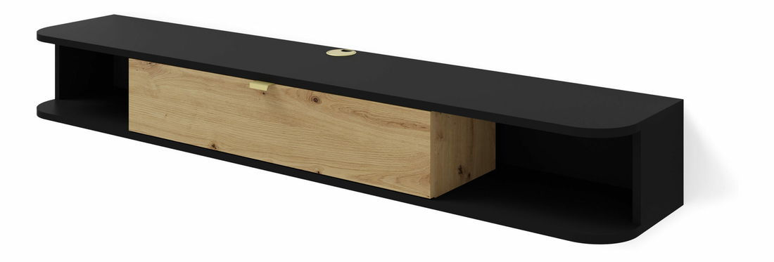 Masă TV Ikaro (Negru + Stejar artisan)