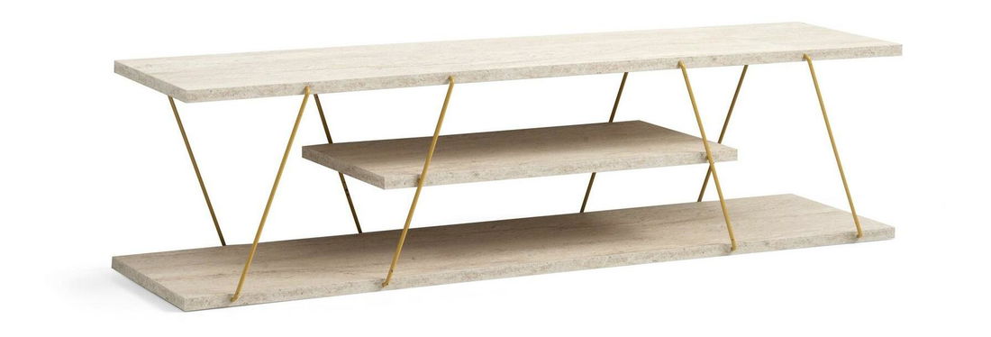 Masă TV/Dulap Cana (auriu + marmură deschis)