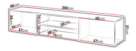 TV skrinka/stolík/skrinka 200 K Kora (Biela + Biely lesk)