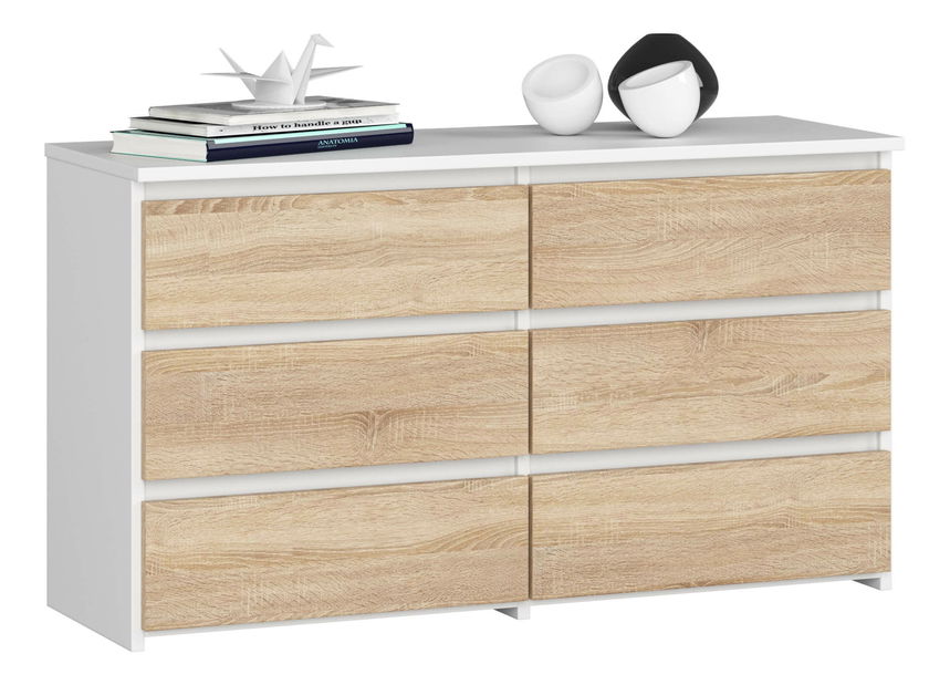 Comodă Crueldad (alb + stejar sonoma)