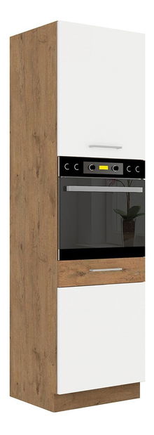 Dulap înalt de bucătărie sub cuptor Bronte 60 DP-210 2F (stejar lancelot + alb lucios)