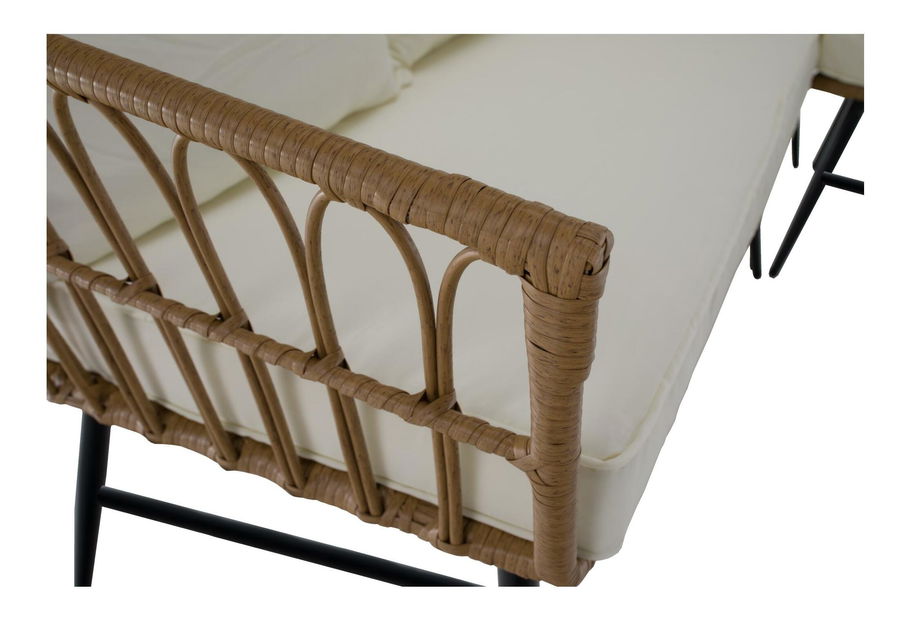 Set mobilier de grădină Arala (natural + bej + negru) (pentru 4 persoane)