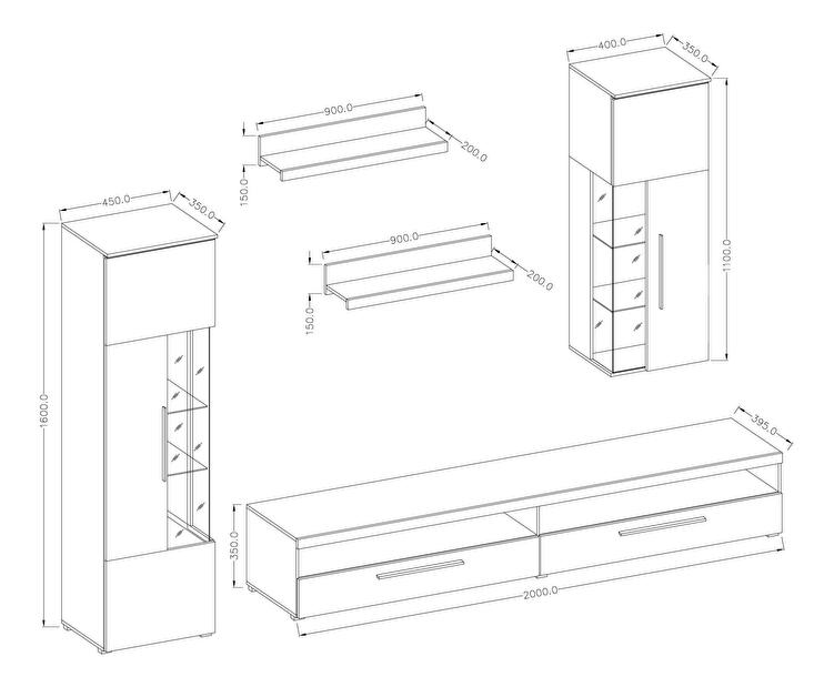 Mobilier living Indiko Typ 10 (schiefer) (cu iluminat)