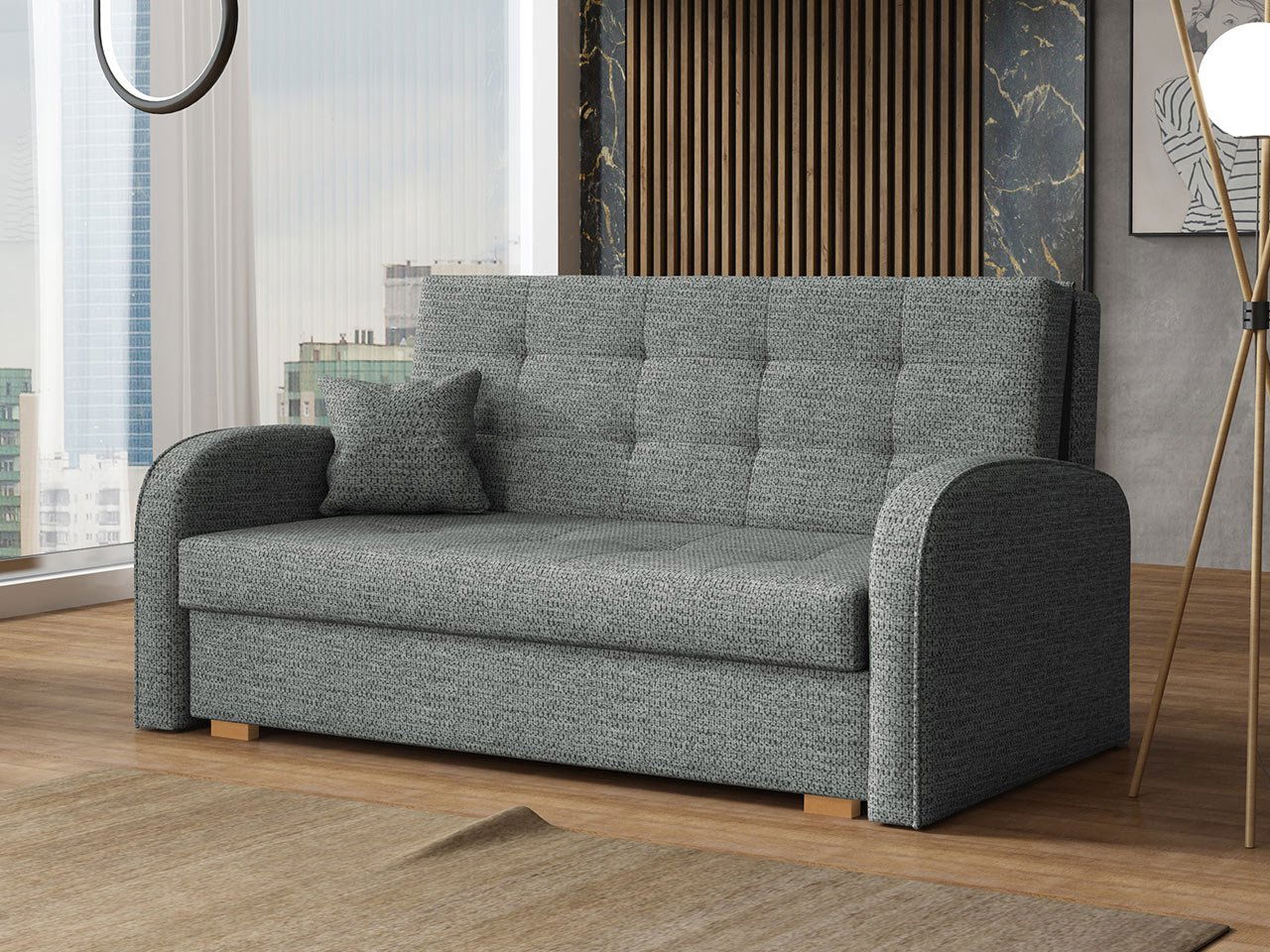 Canapea extensibilă Clovea Gold III (Gri închis) (cu sp. depozitare)