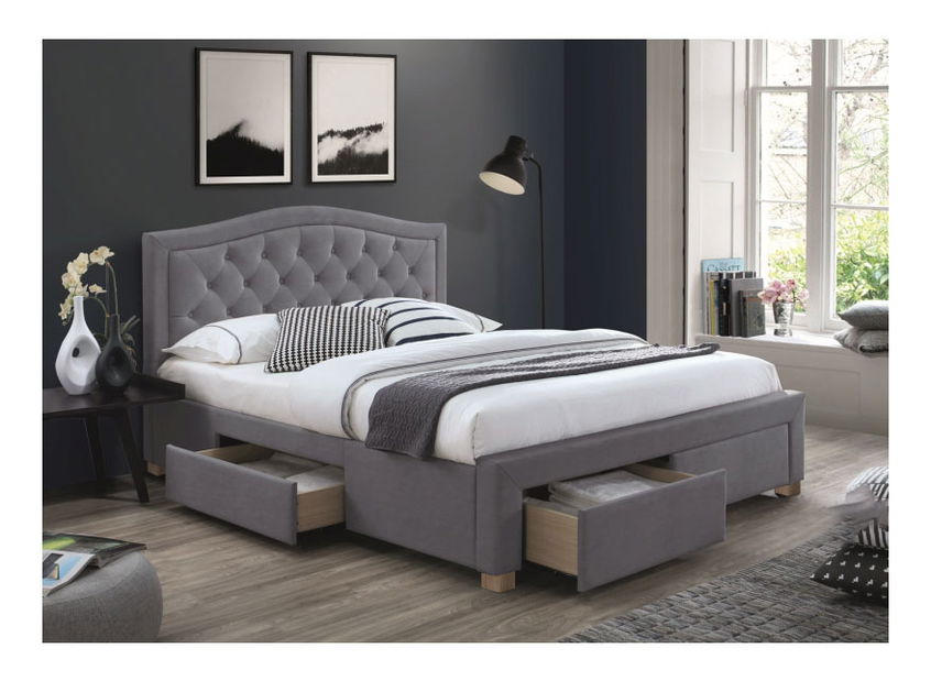 Pat matrimonial 160x200 cm Eliana (gri) (fără saltea)