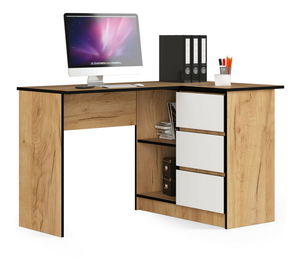 Masă PC de colț Bodhi (Stejar craft + Alb) (D)