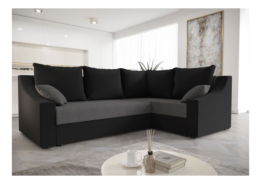 Kutna garnitura Opal Plus (crna + siva) (D)