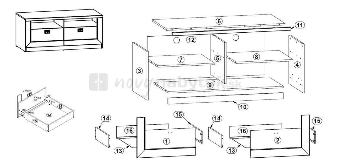 TV stolík/skrinka BRW Bigger RTV2S/120