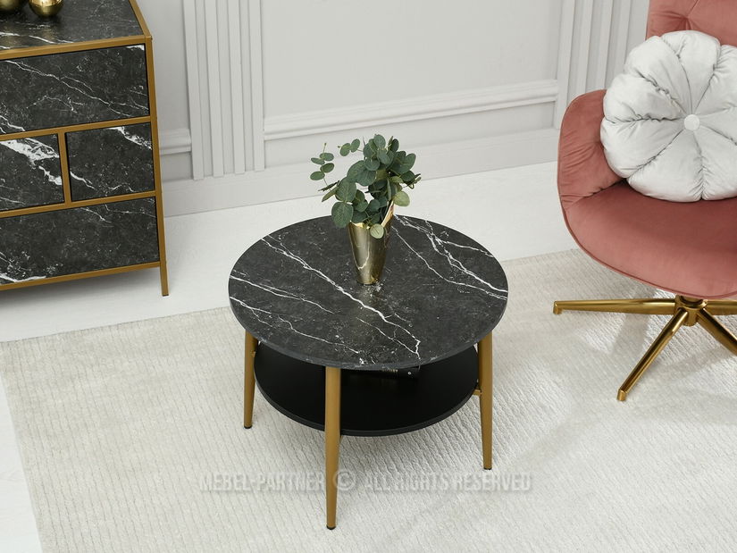 Măsuță de cafea Randolf S (marmură neagră + auriu)