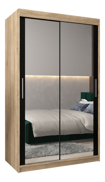 Dulap de haine 120 cm Toki 3 (stejar sonoma + negru mat)