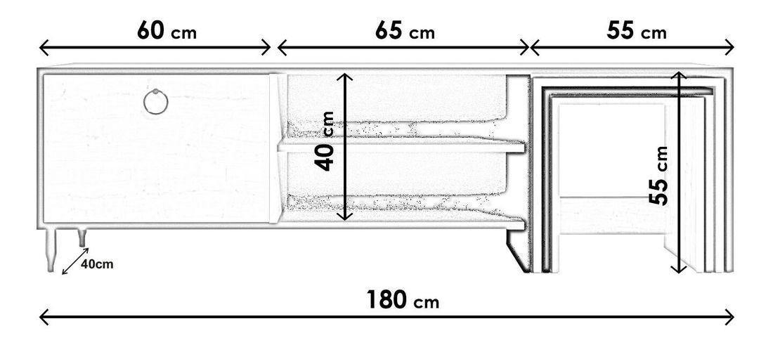 TV asztal/szekrény Tamara (tölgy + fehér)