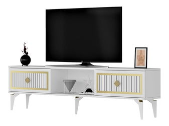 TV stolík/skrinka Kututa 2 (biela + zlatá) 