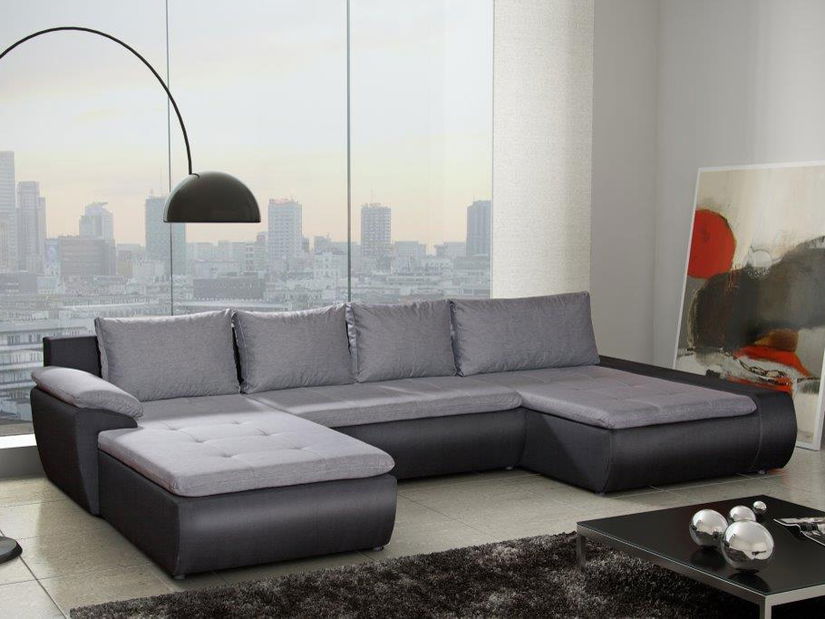 Rohová sedačka U Mistral (sivá + čierna) (L)