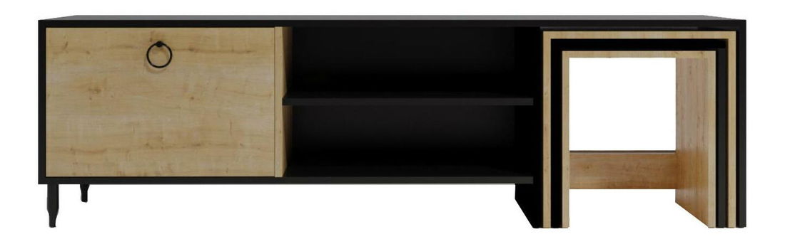 TV stolík/skrinka Zigg (čierna + dub)