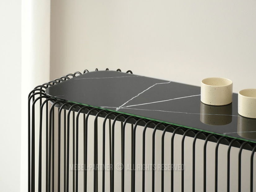 Konzolni stolić Nils Kons (crni mramor + crna)