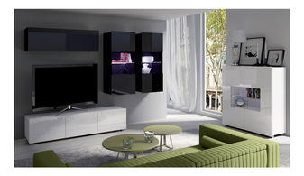Mobilier living Calabria C6 (Negru + Alb) (fără iluminat)