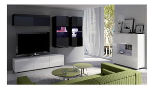 Mobilier living Calabria C6 (Negru + Alb) (fără iluminat)