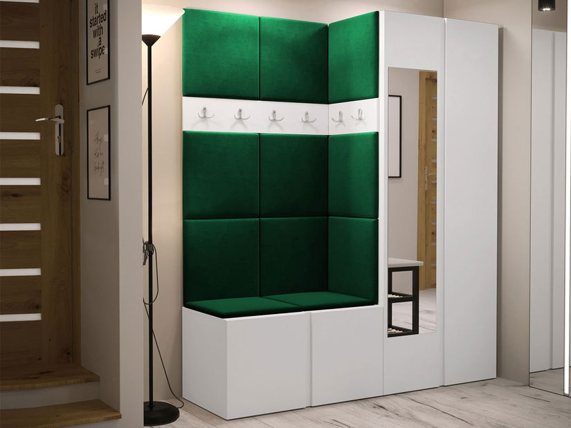 Predsoblje Tovenaz XII (bijela + zelena) (s ogledalom)