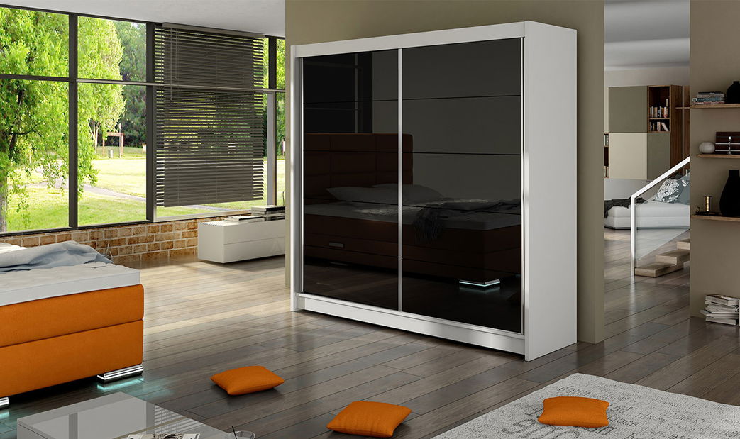 Šatníková skriňa Florencia (biela + čierna)