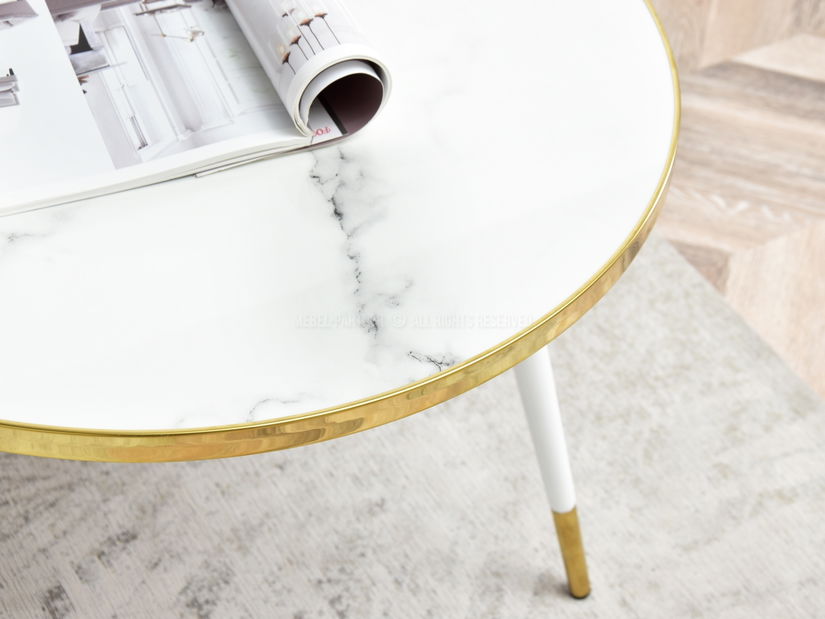 Dohányzóasztal 2 szett Zoya Zest S (fehér márvány + arany)